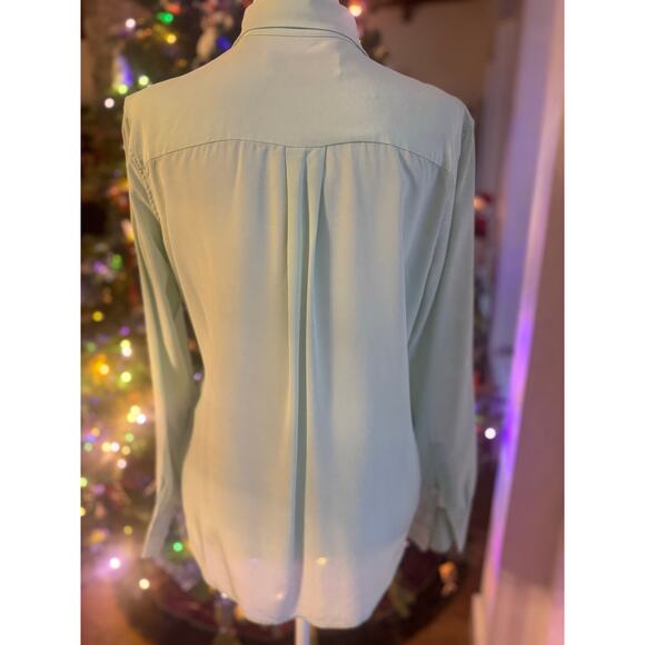 Equipment Jade Mint Green Long Sleeve Silk Button Down Patch Pocket Blouse EUC M - Picture 6 of 12